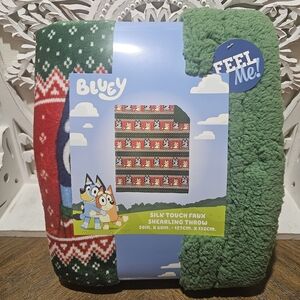 NEW Bluey Christmas Silk Touch Faux Shearling Throw 50" X 60"